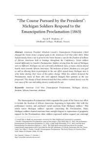 Michigan Soldiers Respond to the Emancipation