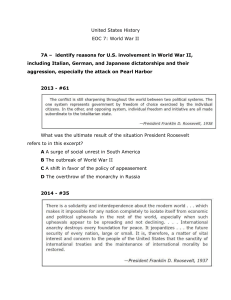 United States History EOC 7: World War II 7A – identify reasons for