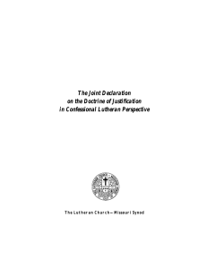 The Joint Declaration on the Doctrine of Justification in Confessional