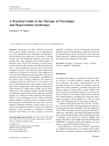 A Practical Guide to the Therapy of Narcolepsy