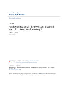 Pocahontas reclaimed: the Powhatans` theatrical rebuttal to Disney`s