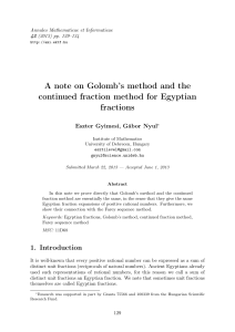 A note on Golomb`s method and the continued fraction method for