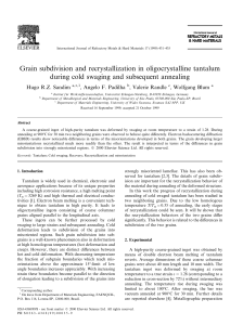 Grain subdivision and recrystallization in oligocrystalline tantalum