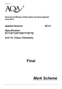 A-level Applied Science Mark Scheme Unit 14 - The Healthy