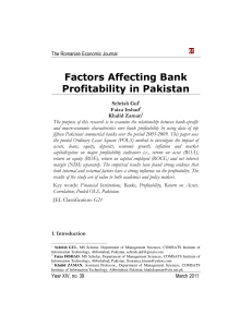 Factors Affecting Bank Profitability in Pakistan