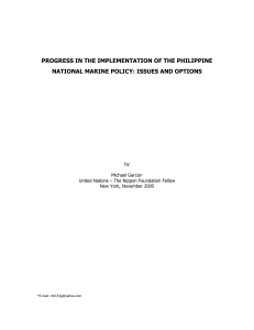 progress in the implementation of the philippine national marine