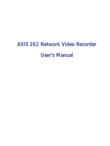 AXIS 262 User`s Manual