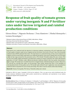 Response of fruit quality of tomato grown under varying inorganic N