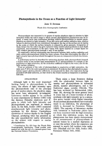 Photosynthesis in the Ocean as a Function of Light Intensity