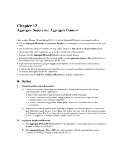 Chapter 12 Aggregate Supply and Aggregate Demand