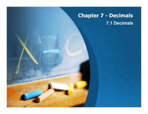 Chapter 7 - Decimals
