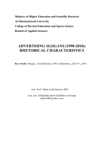 advertising slogans (1990-2010): rhetorical characteristics