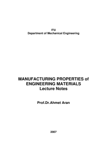 MANUFACTURING PROPERTIES of ENGINEERING MATERIALS