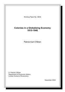 Colonies in a Globalizing Economy 1815-1948
