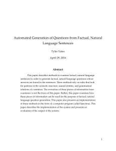 Automated Generation of Questions from Factual, Natural Language