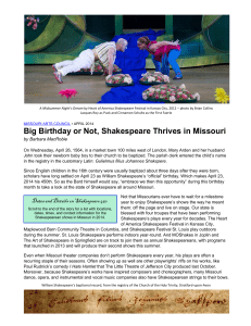Big Birthday or Not, Shakespeare Thrives in Missouri