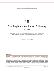 Dysphagia and Aspiration Following Stroke