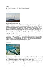 108 UNIT 5 MAINSTREAM FORMS OF RENEWABLE ENERGY