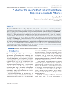 A Study of the Second Digit to Forth Digit Ratio targeting Taekwondo