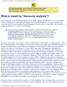 WHAT IS MEANT BY DISCOURSE ANALYSIS?