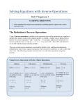 Supplement 2 - Solving Equations with Inverse Operations