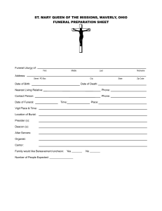 st. mary queen of the missions, waverly, ohio funeral preparation sheet