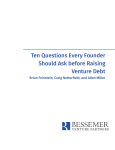 Ten Questions Every Founder Should Ask before Raising Venture