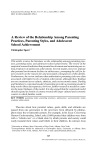 A Review of the Relationship Among Parenting Practices