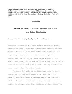 Appendix Review of Demand, Supply, Equilibrium Price, and Price