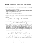 Some Old Computational Number Theory Comp Problems