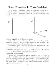 Linear Equations in Three Variables