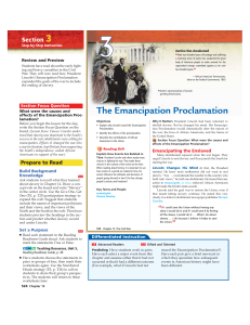 Section 3 The Emancipation Proclamation