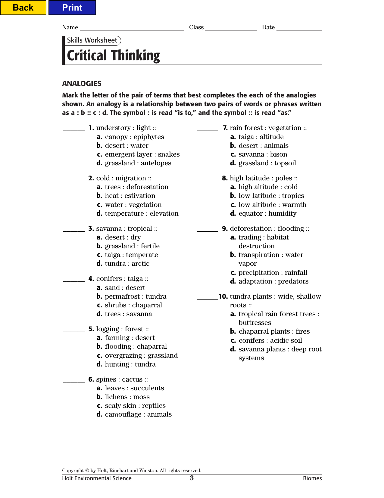 Critical Thinking Throughout Critical Thinking Skills Worksheet