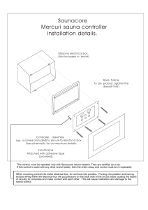 Saunacore Mercuri sauna controller Installation details.