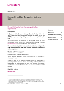 Mineral, Oil and Gas Companies - Listing on SGX.