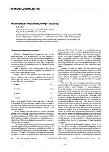 The concept of mass (mass, energy, relativity)