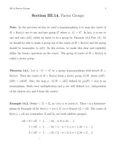 Section III.14. Factor Groups