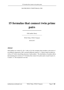 15 formules reliant tous les couples de nombres premiers
