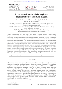 A theoretical model of the explosive fragmentation of vesicular magma