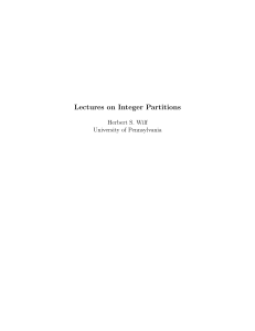 Lectures on Integer Partitions - Penn Math