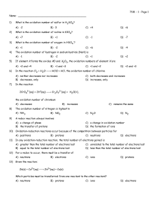 Name: 1) What is the oxidation number of sulfur in H SO ? A)