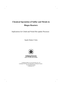 Chemical Speciation of Sulfur and Metals in Biogas