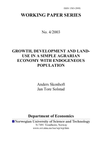 Growth, Development and Land-Use in a Simple Agrarian
