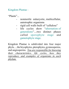 Kingdom Plantae : “Plants”... - nonmotile eukaryotic, multicellular