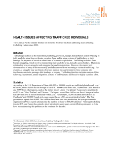 health issues affecting trafficked individuals