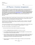AP Physics 1 Summer Assignment