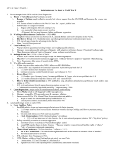 AP U.S. History: Unit 11.1 Isolationism and the Road to World War II I