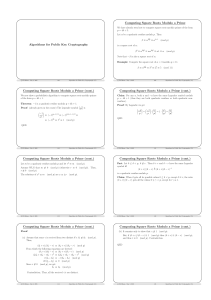 Algorithms for Public Key Cryptography Computing Square Roots