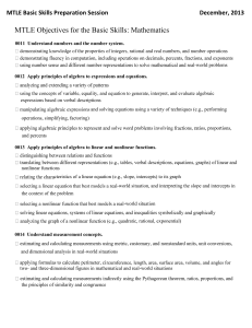 MTLE Objectives for the Basic Skills: Mathematics