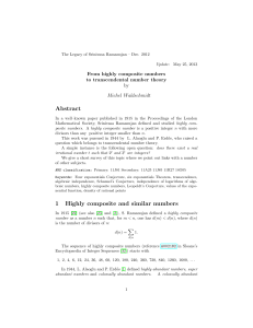 From highly composite numbers to transcendental